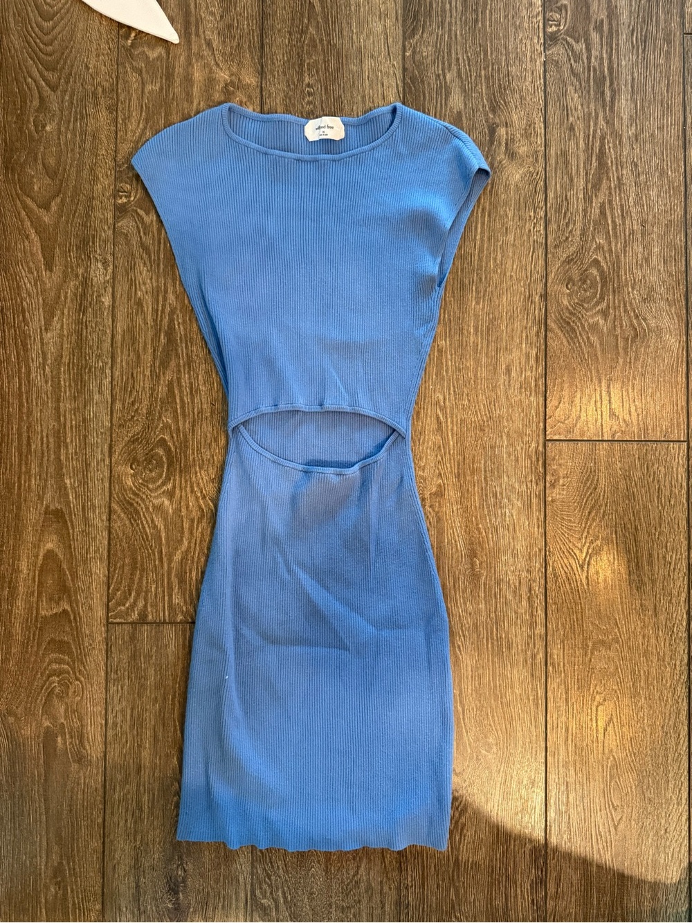 Wilfred Ribbed Mini Dress with Midriff Cutout in Blue